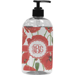 Poppies Plastic Soap / Lotion Dispenser (16 oz - Large - Black) (Personalized)