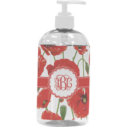 Poppies Plastic Soap / Lotion Dispenser (16 oz - Large - White) (Personalized)