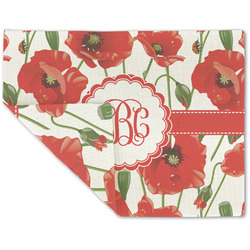 Poppies Double-Sided Linen Placemat - Single w/ Monogram