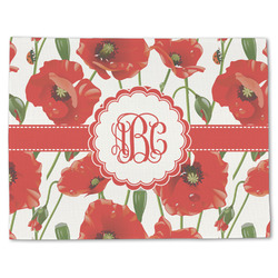 Poppies Single-Sided Linen Placemat - Single w/ Monogram