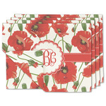 Poppies Double-Sided Linen Placemat - Set of 4 w/ Monogram