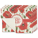 Poppies Single-Sided Linen Placemat - Set of 4 w/ Monogram