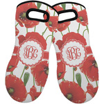 Poppies Neoprene Oven Mitts - Set of 2 w/ Monogram