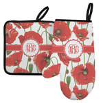 Poppies Left Oven Mitt & Pot Holder Set w/ Monogram