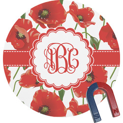 Poppies Round Fridge Magnet (Personalized)