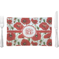 Poppies Rectangular Glass Lunch / Dinner Plate - Single or Set (Personalized)