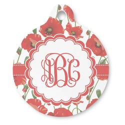 Poppies Round Pet ID Tag (Personalized)