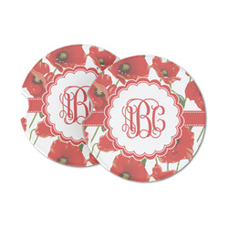 Poppies Sandstone Car Coasters - Set of 2 (Personalized)