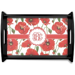Poppies Black Wooden Tray - Small (Personalized)