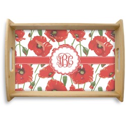 Poppies Natural Wooden Tray - Small (Personalized)