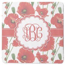 Poppies Square Rubber Backed Coaster (Personalized)