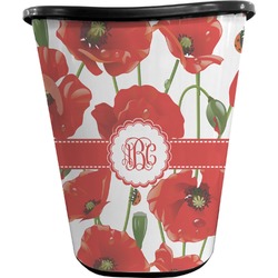 Poppies Waste Basket - Double Sided (Black) (Personalized)