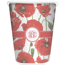 Poppies Waste Basket - Double Sided (White) (Personalized)