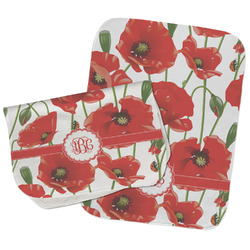 Poppies Burp Cloths - Fleece - Set of 2 w/ Monogram