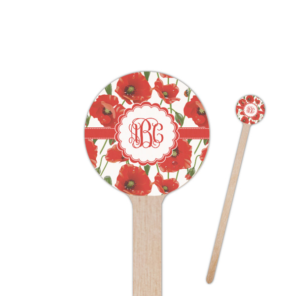 Custom Poppies 7.5" Round Wooden Stir Sticks - Single Sided (Personalized)