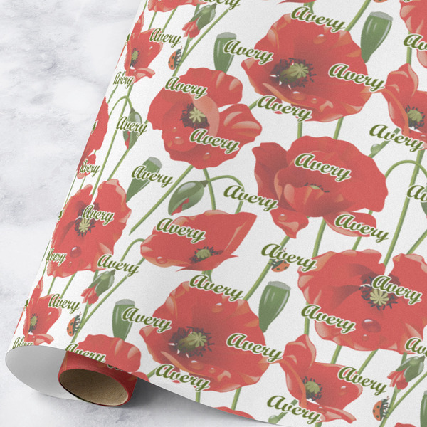 Custom Poppies Wrapping Paper Roll - Large - Matte (Personalized)