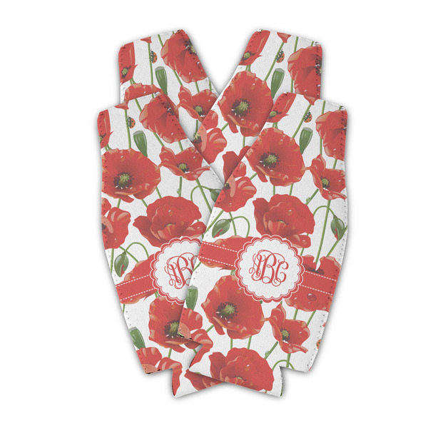 Custom Poppies Zipper Bottle Cooler - Set of 4 (Personalized)