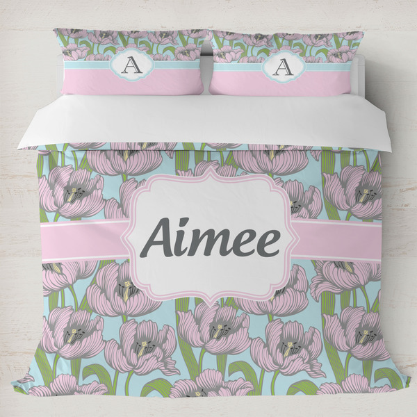 Custom Wild Tulips Duvet Cover Set - King (Personalized)