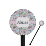 Wild Tulips 5.5" Round Plastic Stir Sticks - Black - Single Sided (Personalized)