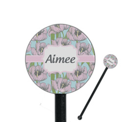 Wild Tulips 5.5" Round Plastic Stir Sticks - Black - Double Sided (Personalized)