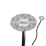 Wild Tulips 7" Oval Plastic Stir Sticks - Black - Single Sided (Personalized)