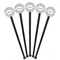 Wild Tulips Black Plastic 7" Stir Stick - Round - Fan View