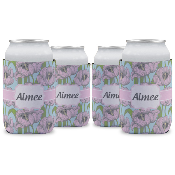 Custom Wild Tulips Can Cooler (12 oz) - Set of 4 w/ Name or Text