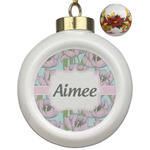 Wild Tulips Ceramic Ball Ornaments - Poinsettia Garland (Personalized)