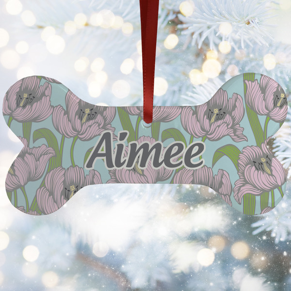 Custom Wild Tulips Ceramic Dog Ornament w/ Name or Text