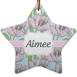 Wild Tulips Star Ceramic Ornament w/ Name or Text