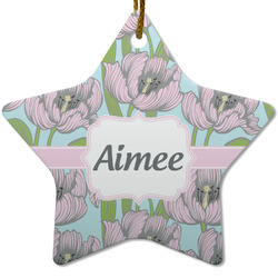 Wild Tulips Star Ceramic Ornament w/ Name or Text