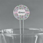 Wild Tulips 7" Round Plastic Stir Sticks - Clear (Personalized)