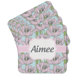 Wild Tulips Cork Coaster - Set of 4 w/ Name or Text