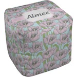 Wild Tulips Cube Pouf Ottoman - 13" (Personalized)