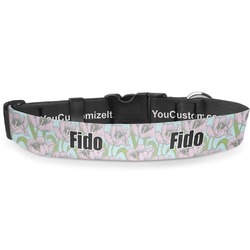 Wild Tulips Deluxe Dog Collar - Small (8.5" to 12.5") (Personalized)