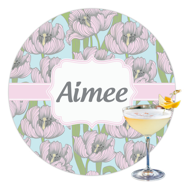 Custom Wild Tulips Printed Drink Topper - 3.5" (Personalized)