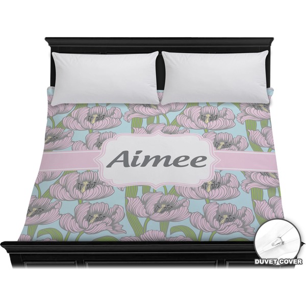 Custom Wild Tulips Duvet Cover - King (Personalized)