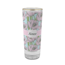 Wild Tulips 2 oz Shot Glass - Glass with Gold Rim (Personalized)