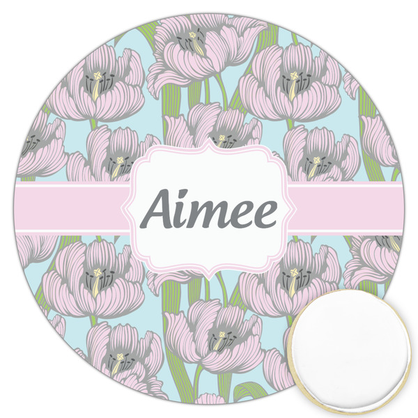 Custom Wild Tulips Printed Cookie Topper - 3.25" (Personalized)