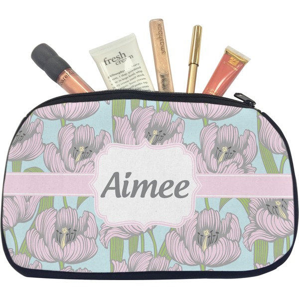 Custom Wild Tulips Makeup / Cosmetic Bag - Medium (Personalized)