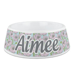 Wild Tulips Plastic Dog Bowl - Medium (Personalized)