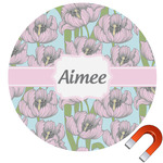 Wild Tulips Round Car Magnet - 6" (Personalized)