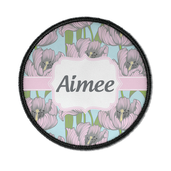 Custom Wild Tulips Iron On Round Patch w/ Name or Text