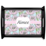 Wild Tulips Black Wooden Tray - Large (Personalized)