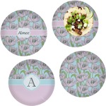 Wild Tulips Set of 4 Glass Lunch / Dinner Plate 10" (Personalized)