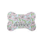 Wild Tulips Bone Shaped Dog Food Mat (Small) (Personalized)