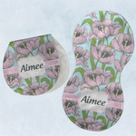 Wild Tulips Burp Pads - Velour - Set of 2 w/ Name or Text