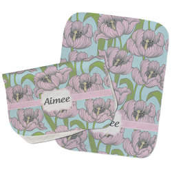 Wild Tulips Burp Cloths - Fleece - Set of 2 w/ Name or Text