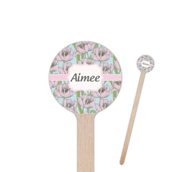 Wild Tulips 6" Round Wooden Stir Sticks - Double Sided (Personalized)