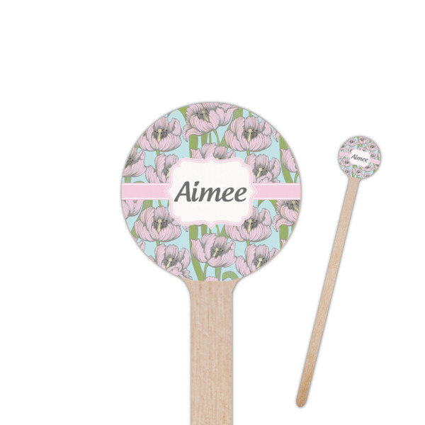 Custom Wild Tulips 7.5" Round Wooden Stir Sticks - Single Sided (Personalized)